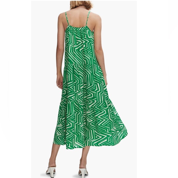 NWT SZ 2 MANGO Kelly Green Print Ruffle MIDI Sundress❣️ - Picture 2 of 5